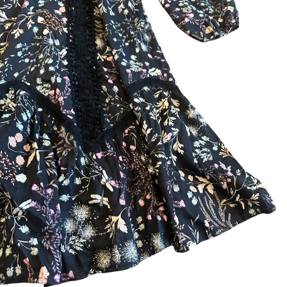 Moulinette Soeurs Anthropologie Floral Print Dress Lace Trim Size 2 Women's - Picture 11 of 13